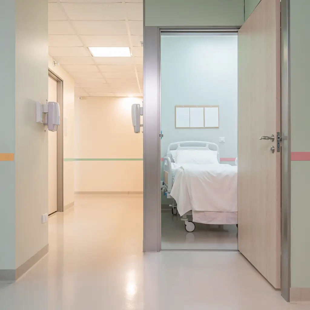 Flur einer modernen Pflegeeinrichtung – betriebsärztliche Betreuung für Pflege und Gesundheitswesen
