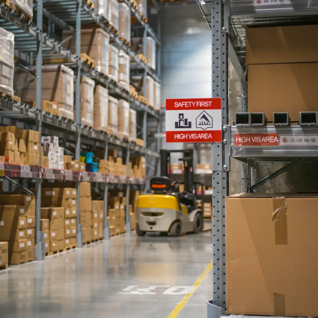 Industrielager mit Hochregalen und Gabelstapler – betriebsärztliche Betreuung für Logistikunternehmen