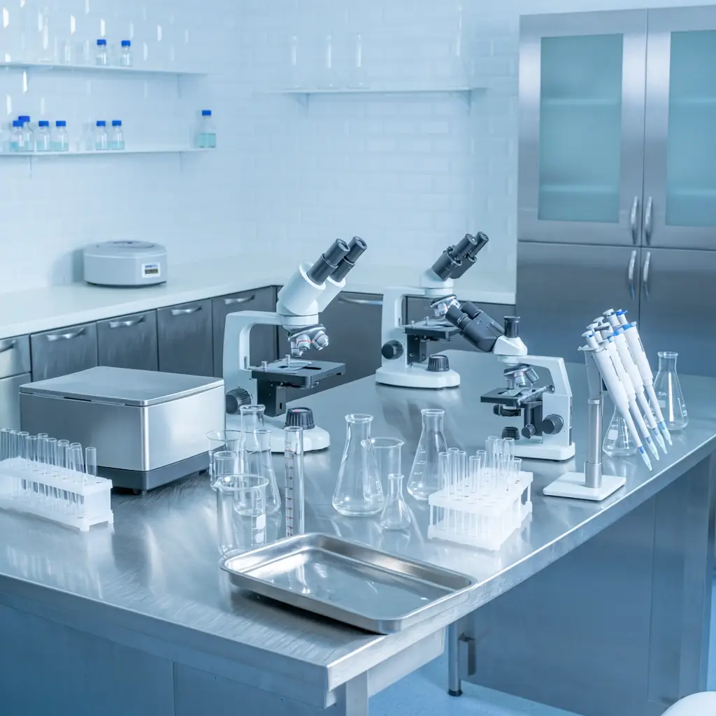 Wissenschaftliches Labor mit Mikroskopen – betriebsärztliche Betreuung für Forschung und Labor